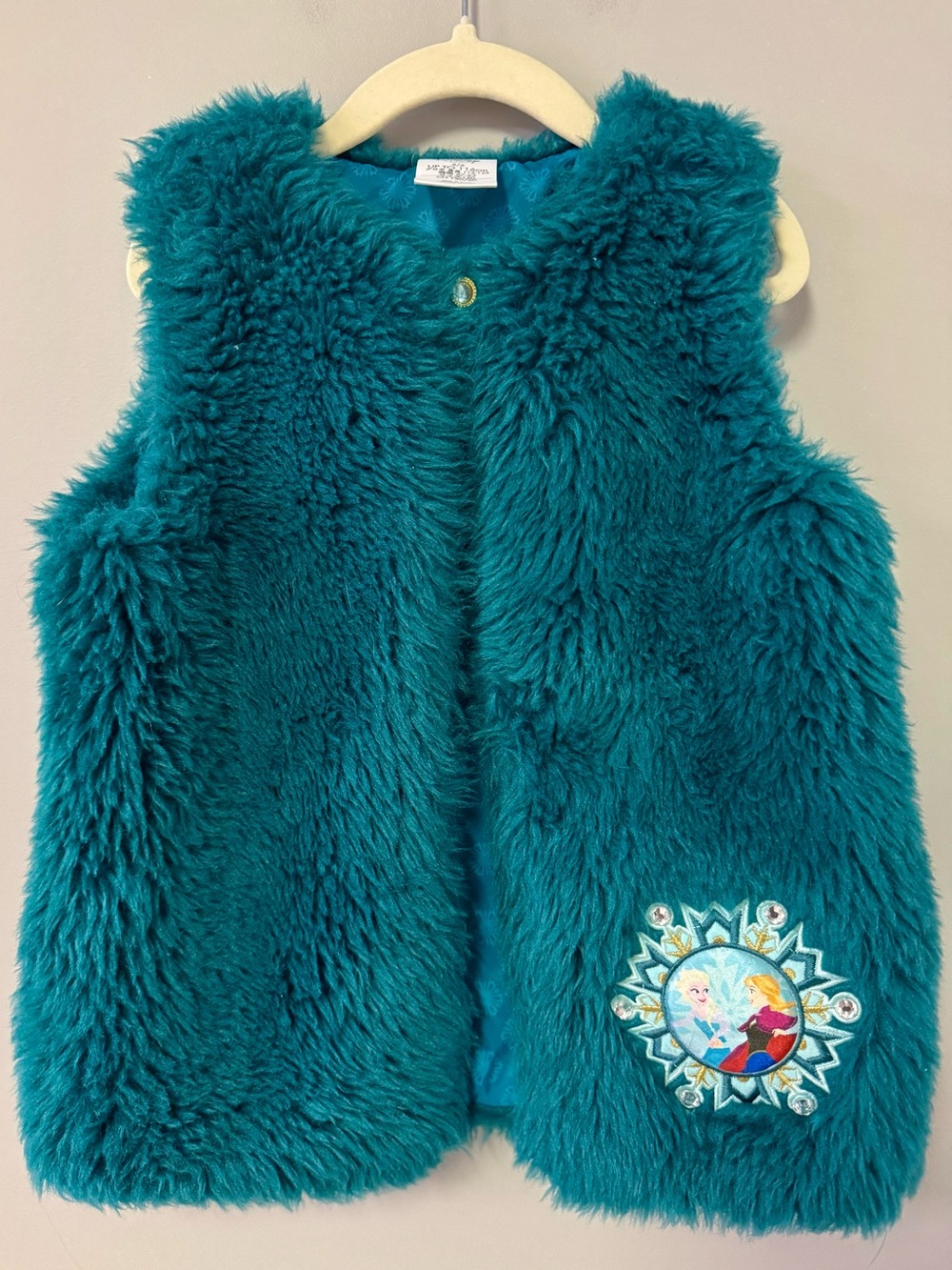 Disney Store Teal Fur Elsa & Anna Vest